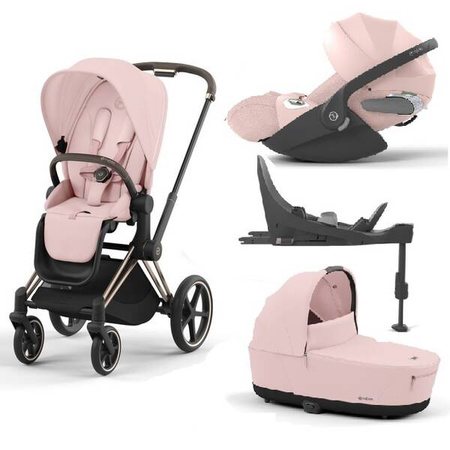 Cybex Priam 4.0 Wózek Głęboko-Spacerowy + Fotelik Samochodowy Cloud T 0-13kg Peach Pink