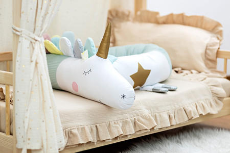 SenLove Poduszka Wałek Ochraniacz do Łóżka Jednorożec Miętowy