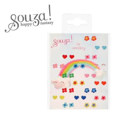 Souza! Kolczyki samoprzylepne Kwiaty i serca 19 par (opakowanie zbiorcze 12 kompletów)