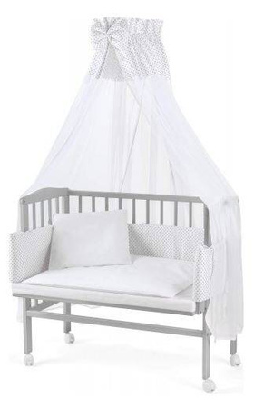 Waldin Łóżeczko Dostawne 2w1 z Wyposażeniem P18 Grey / Szare Kropki