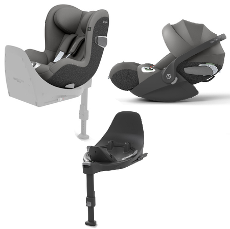 Cybex Sirona T I-Size Fotelik Samochodowy 0-18 kg Mirage Grey + Cybex Cloud T I-Size Fotelik Samochodowy 0-13kg Mirage Grey + Baza T