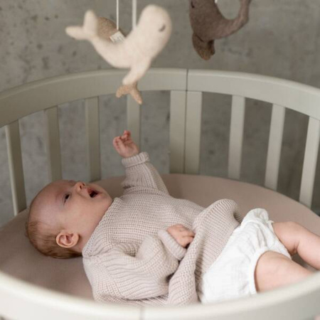 Waldin Łóżeczko Dziecięce Owalne 7w1 z Materacem Oliwkowe