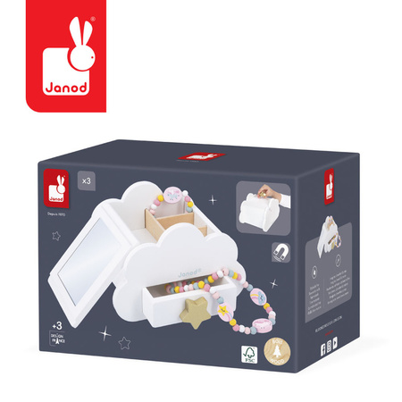 Janod Szkatułka na biżuterię z lusterkiem, naszyjnikiem i bransoletką Jednorożce 3+