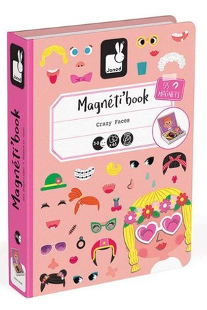Janod Magnetibook Magnetyczna Układanka Śmieszne Buzie Dziewczynka