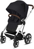 Cybex Talos S Lux Wózek Głęboko-Spacerowy + Cybex Aton 5 Fotelik Samochodowy 0-13kg + Adaptery Srebrna Rama Deep Black