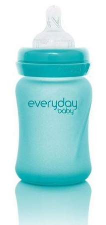 Everyday Baby, Szklana butelka ze smoczkiem S reagująca na temperaturę, 150 ml Turkusowy