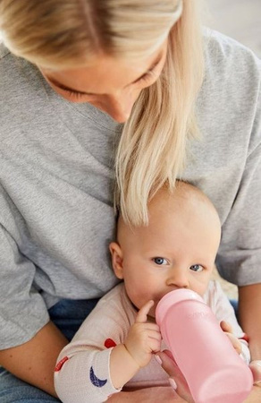 Everyday Baby, Szklana butelka ze smoczkiem M, 240 ml Różowy