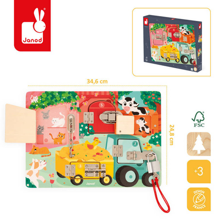 Janod Drewniana tablica manipulacyjna Farma 3+