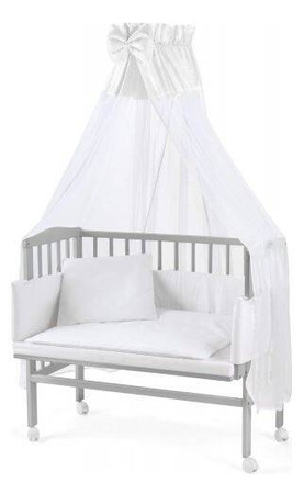 Waldin Łóżeczko Dostawne 2w1 z Wyposażeniem 88 Grey / Biały