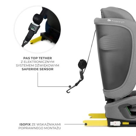 Kinderkraft FIX2GO Fotelik Samochodowy 9-36 kg Szary
