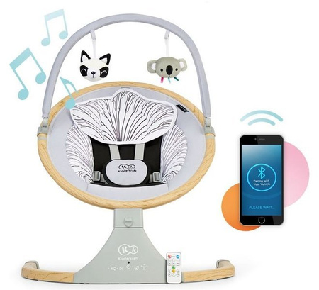 Kinderkraft Lumi Wooden Leżaczek Bujaczek Elektryczny Bluetooth