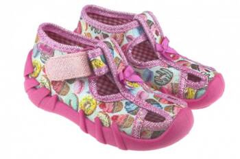 Befado Kapcie Dziewczęce Na Rzep Różowe