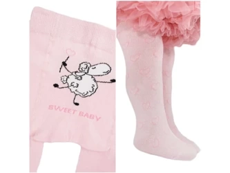 Be Snazzy Rajstopy Dziewczęce Rozmiar 56/62 Różowe Z Owieczką