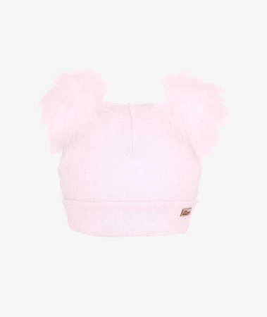 Iltom Zimowa Ocieplana Czapka Dzianina Bawełniana Akrylowe Pompony Różowa