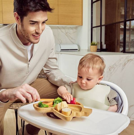 Miniland Eco Friendly Drewniana Miseczka z Przyssawką i Przegródkami Żabka