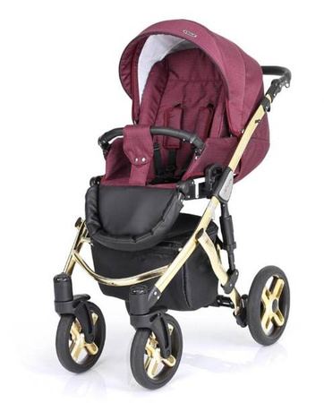 Kunert Mila Premium Wózek Głęboko-Spacerowy 2w1 Jeans + Krem Złota Rama Koła Żelowe