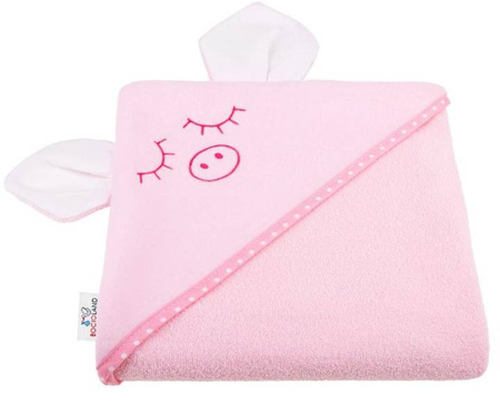 Bocioland Okrycie Kąpielowe 80X80cm Uszy Róż Świnka BOC0122