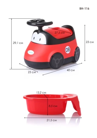Babyhood BH-116R Nocnik Samochód Czerwony