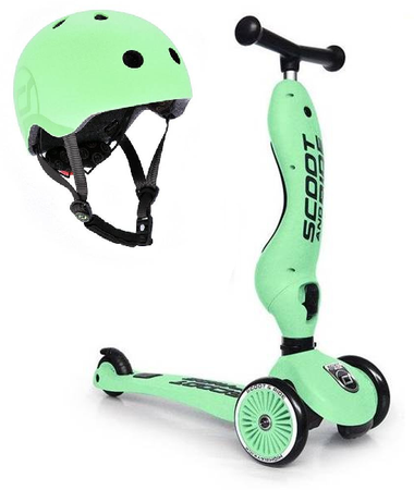 Scootandride Highwaykick 1 Jeździk i Hulajnoga 2w1 1-5 Lat + Scootandride Kask Dla Dzieci S-M Kiwi