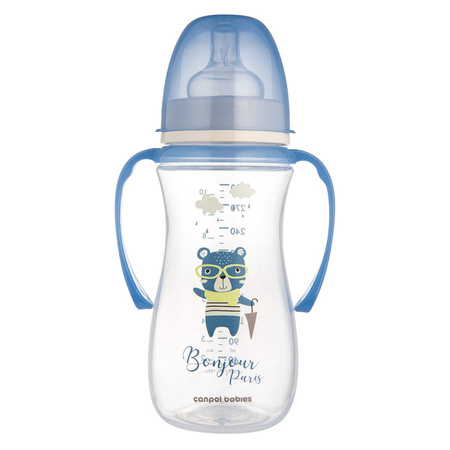 Canpol Babies EasyStart Butelka Antykolkowa z Uchwytami 300ml 35/241_blu Bonjour Paris Niebieska