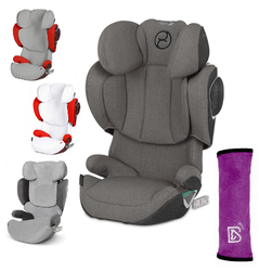 Cybex Solution Z I-Fix Fotelik Samochodowy 15-36kg Soho Grey Plus + Tapicerka Letnia Wysyłka Losowo + Nakładka na Pas