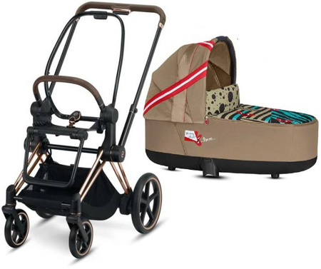 Cybex e-Priam 4.0 Rama ze Stelażem Siedziska + Gondola Wózek Głęboki Karolina Kurkova One Love | multicolor