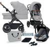 Kinderkraft B-Tour Mink Pro Wózek Głęboko-Spacerowy + Fotelik 0-13 kg Zestaw 3w1 Light Grey