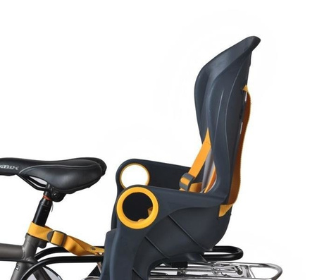 FOTELIK ROWEROWY ADVENTURER MOCOWANY NA BAGAŻNIK LUB RAMĘ 5-PUNKTOWE PASY DO 22 KG Grafitowy