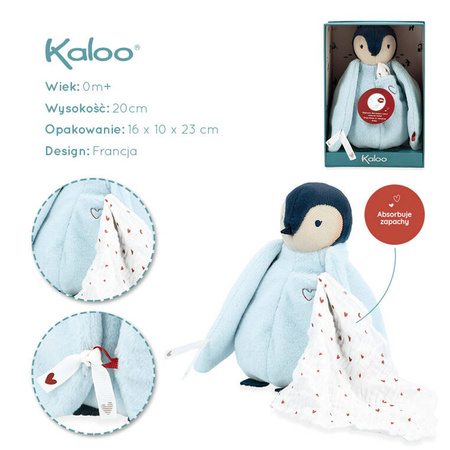 Kaloo Przytulanka z muślinową chusteczką absorbującą zapach Pingwinek 20 cm w pudełku kolekcja Complices