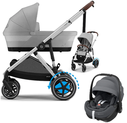 Cybex E-Gazelle S Wspomagany Wózek Głęboko-Spacerowy + Maxi-Cosi Pebble 360 Pro2 Fotelik Samochodowy