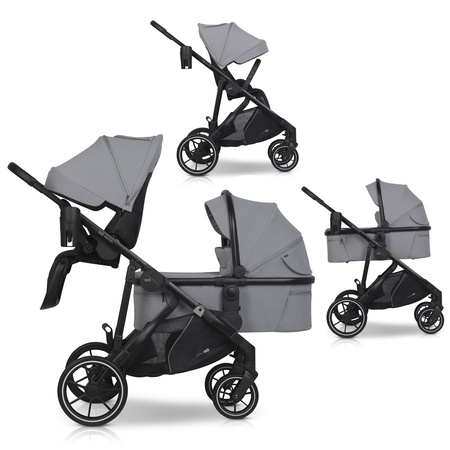 Easy Go Duoflex Wózek Głęboko-Spacerowy Bliźniaczy Rok po Roku Cloudy Gray 1 Siedzisko 1 Gondola