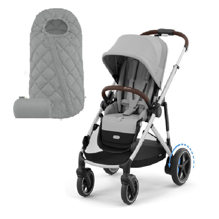 Cybex E-Gazelle S Wspomagany Wózek Spacerowy Rama Srebrna Stone Grey + Cybex Śpiworek Snogga Stone Grey