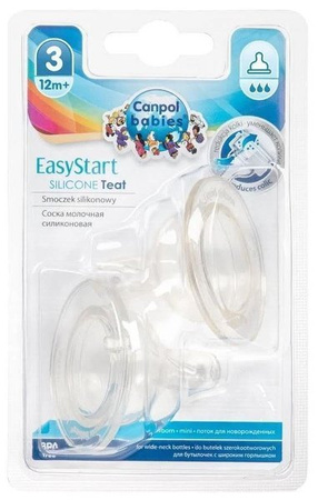 Canpol Babies Smoczki Silikon Do Butelki Szerokiej 2 szt Easystart 21/732 szybki
