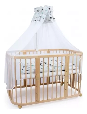 Waldin Wyposażenie do Łóżeczka 7w1 Las / Białe