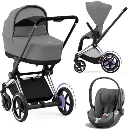 Cybex E-Priam 4.0 Wózek Głęboko-Spacerowy + Cloud T i-Size Fotelik Samochodowy 0-13kg Mirage Grey