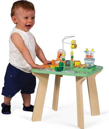 Janod Wielofunkcyjny Stolik Edukacyjny Drewniany Łąka 12 M+