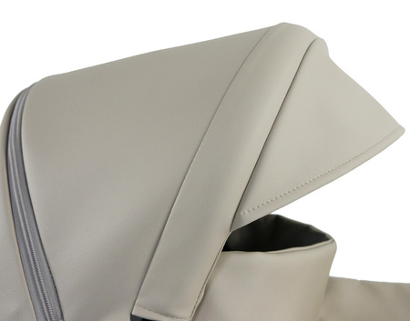 IBEBE iStop IS16 Wózek Głęboko-Spacerowy Z Elektronicznym Systemem Hamowania Eko Skóra Beige Stelaż Biały