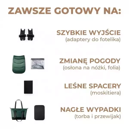 Kinderkraft Prime 2 Wózek Głęboko-Spacerowy + Fotelik Zestaw 3w1 Green