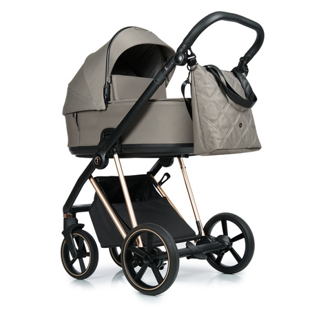 Roan Ivi 2.0 Wózek Głęboko-Spacerowy Rama Rose Gold Mocca + Cybex Aton B2 i-Size Fotelik Samochodowy 0-13kg + Baza One Volcano Black