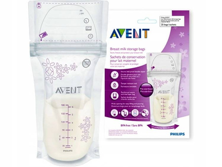 Avent Torebki Do Przechowywania Pokarmu 180ml 25szt. 603/25