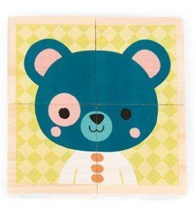 Janod Klocki Drewniane Puzzle 6w1 Las