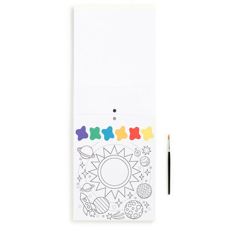 Mudpuppy Książeczka do malowania kolorowanka akwarelowa z pędzelkiem Kosmos 5+