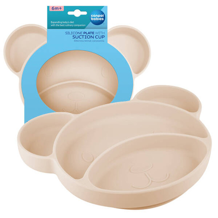 Canpol Babies Silikonowy Trójdzielny Talerzyk z Przyssawką 51/401_creme Kremowy