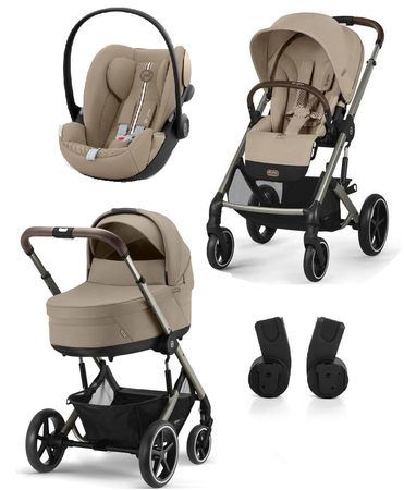 Cybex Balios S Lux 2.0 Wózek Głęboko-Spacerowy Almond Beige + Cybex Cloud G I - Size Fotelik Samochodowy 0-13 kg + Adaptery Almond Beige