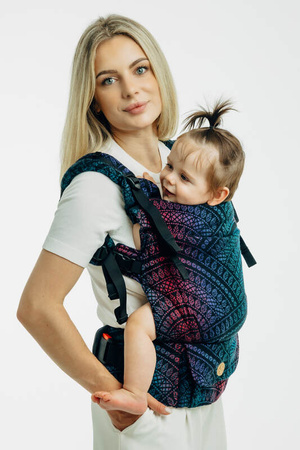 LennyLamb Moje Pierwsze Nosidełko LennyUpGrade PRO, Z Tkaniny Żakardowej 60% Bawełna, 28% Wełna Merino, 8% Jedwab, 4% Kaszmir- Pawi Ogon Czarny Opal