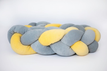 SenLove Ochraniacz do Łóżeczka Warkocz 360cm Szaro- Żółty