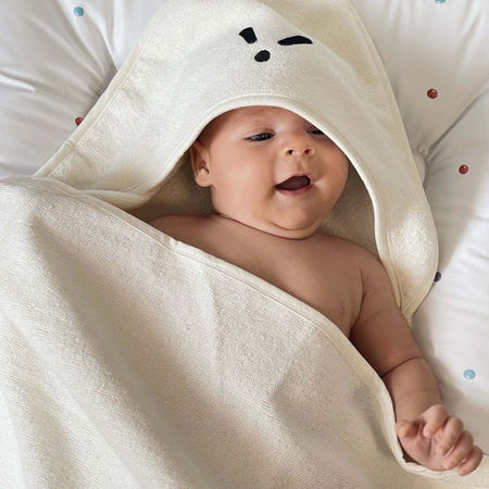 Piapimo TowelPower Ręcznik Kąpielowy z Kapturkiem Bambusowo-Bawełniany 90x90cm z Haftem Biały