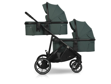 Easy Go Duoflex Wózek Głęboko-Spacerowy Bliźniaczy Rok po Roku Sage Green 2 Siedziska 1 Gondola