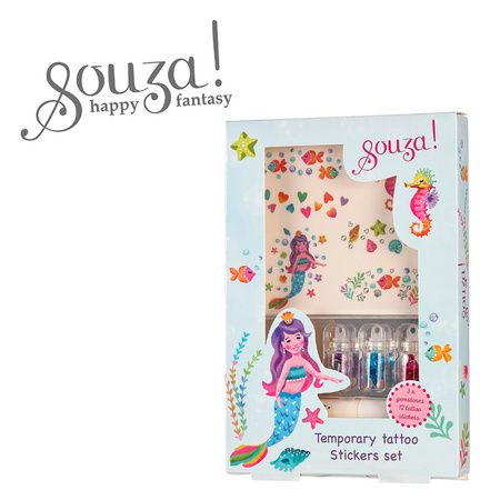 Souza! Tatuaże brokatowe z kryształkami Syrenka 5 el.