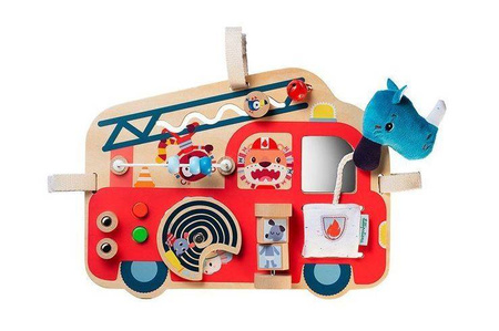 Lilliputiens Drewniana Tablica Manipulacyjna Wóz Strażacki Nosorożec Marius 9m+